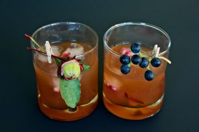 Close-up of drink against black background