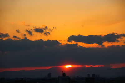 Silhouette buildings against sky during sunset