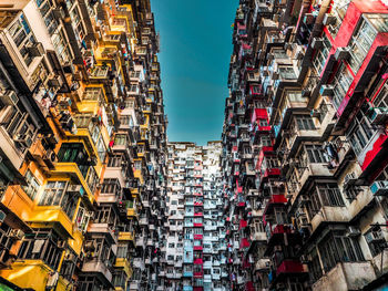 Low angle view of buildings against clear sky