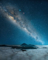 Scenic view of landscape against sky at night