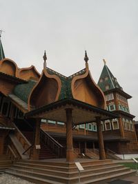 Low angle view of temple building against clear sky