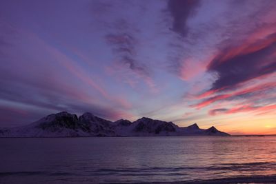 Scenic view of sea against sky at night