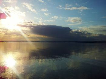 Scenic view of sunset over lake