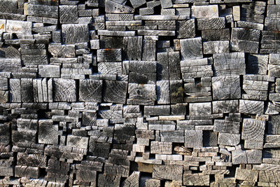 Full frame shot of logs in forest