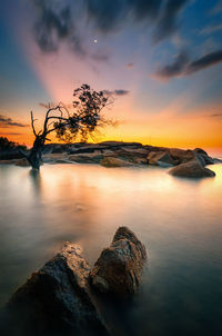 Scenic view of sea against sky during sunset