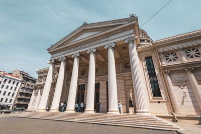 Low angle view of historic building against sky