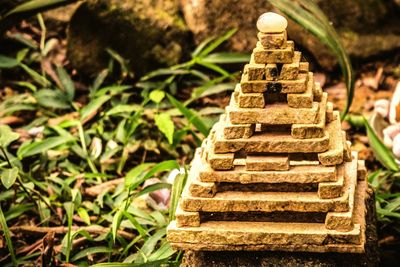 Close-up of stone stack
