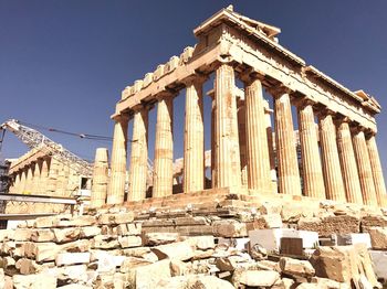 Low angle view of historical building against clear sky