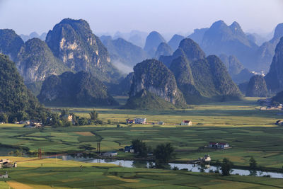 Scenic view of mountains against sky