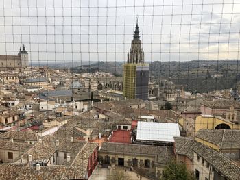 High angle view of buildings in city