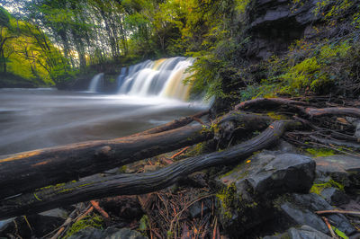 Scenic view of waterfall