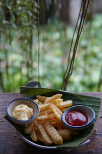 Close-up of food on table