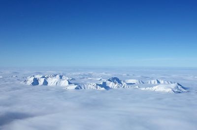 Scenic view of clear blue sky over mountains 