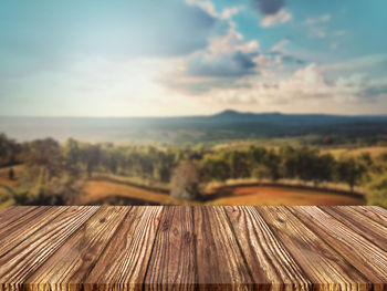 Close-up of wood against sky