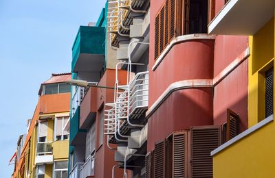 Low angle view of residential buildings against sky