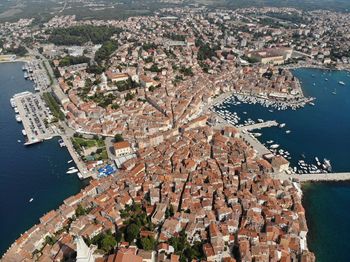 High angle view of buildings in city