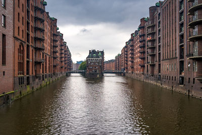 Canal passing through city buildings