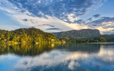 Scenic view of lake against sky