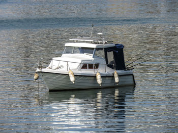 High angle view of sailboat in sea