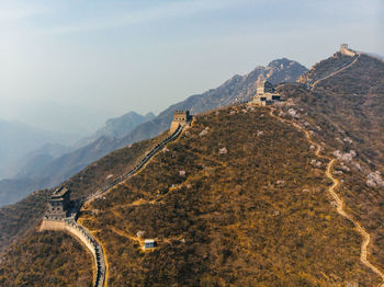 High angle view of road on mountain against sky