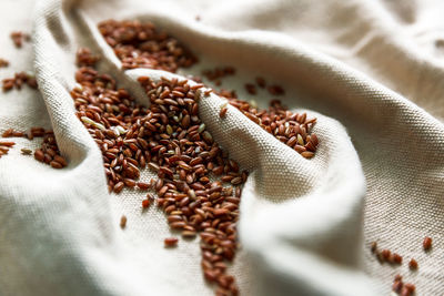 High angle view of coffee beans