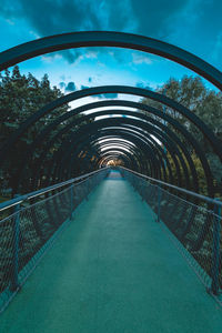 Footbridge over footpath amidst trees