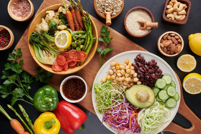 High angle view of food on table