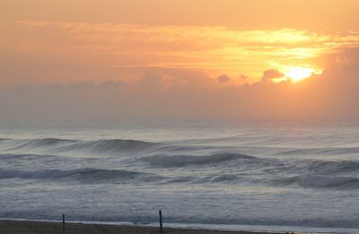 Scenic view of sea at sunset