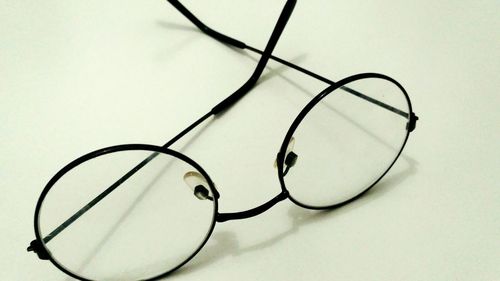 High angle view of eyeglasses on table