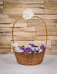 Close-up of flowers in basket