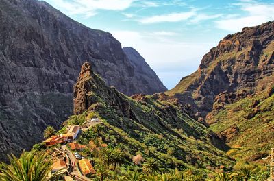 Scenic view of mountains against sky