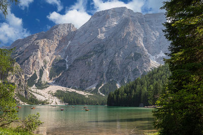 Lake braies is a lake in the prags dolomites in south tyrol, italy