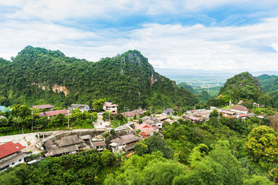 High angle view of townscape against sky