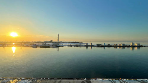 Scenic view of sea against sky during sunset