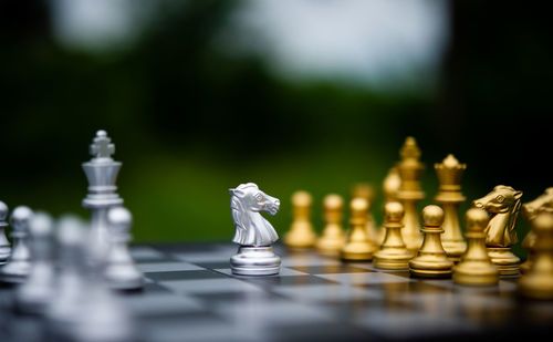 Close-up of chess pieces