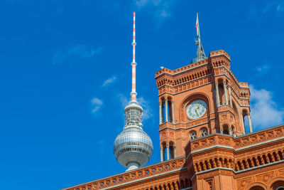 Low angle view of cathedral against blue sky
