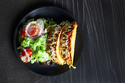 High angle view of meal served in plate