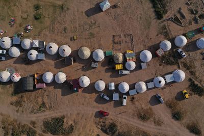 Aerial view agricultural land