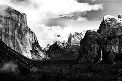 Panoramic view of landscape and mountains against sky