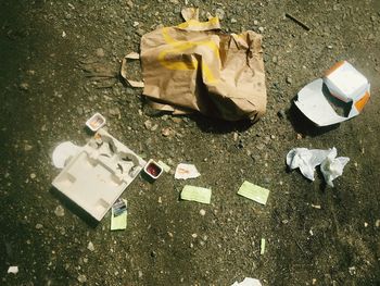 High angle view of food on table