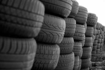 Close-up of stack of tires