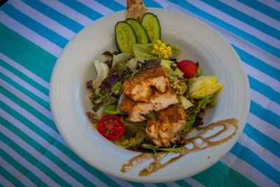 High angle view of meal served in plate