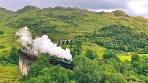 Panoramic view of train against sky