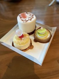 High angle view of cake on table