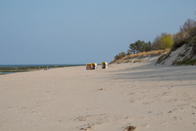 Scenic view of beach against clear sky