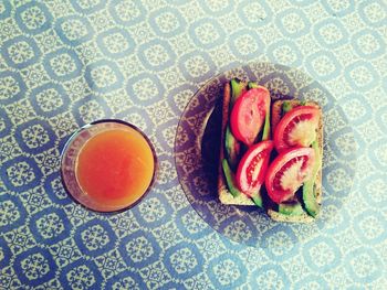 Directly above shot of fruits in plate