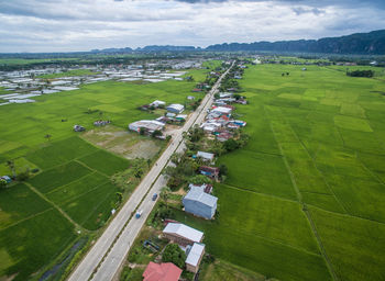 High angle view of landscape against sky