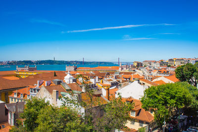 High angle view of townscape against sky