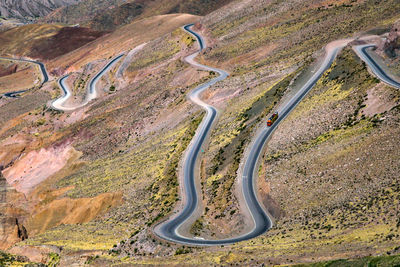 High angle view of vehicles on road