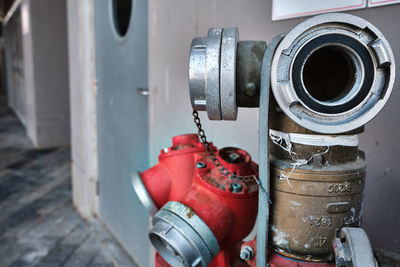Close-up of machine part fire hydrant 